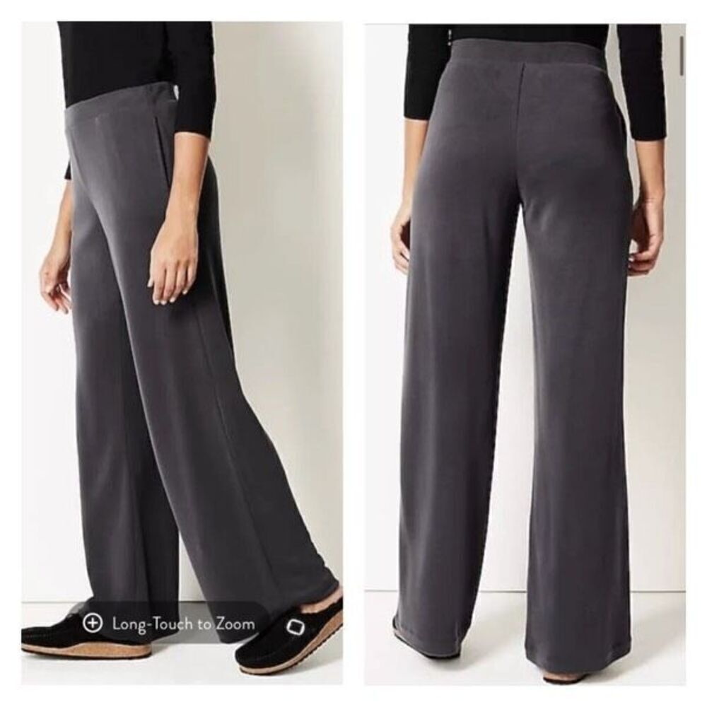 J. Jill Pure Jill‎ Women's Pull-On Sand-Washed Wide Leg Pants Slinky Gray Medium